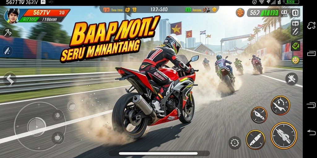 Tampilan gameplay seru dari balap motor di 567TV.