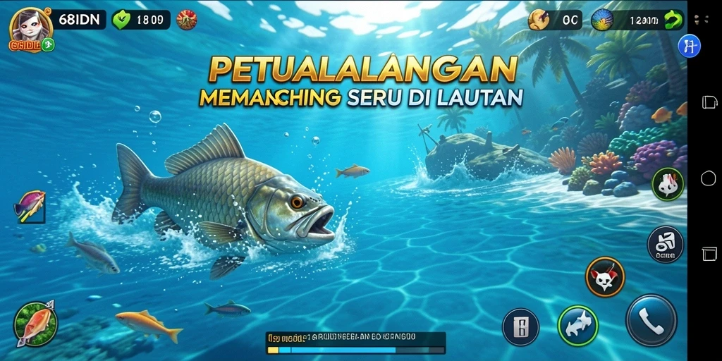 Tampilan gameplay 68IDN dengan suasana memancing yang menawan.