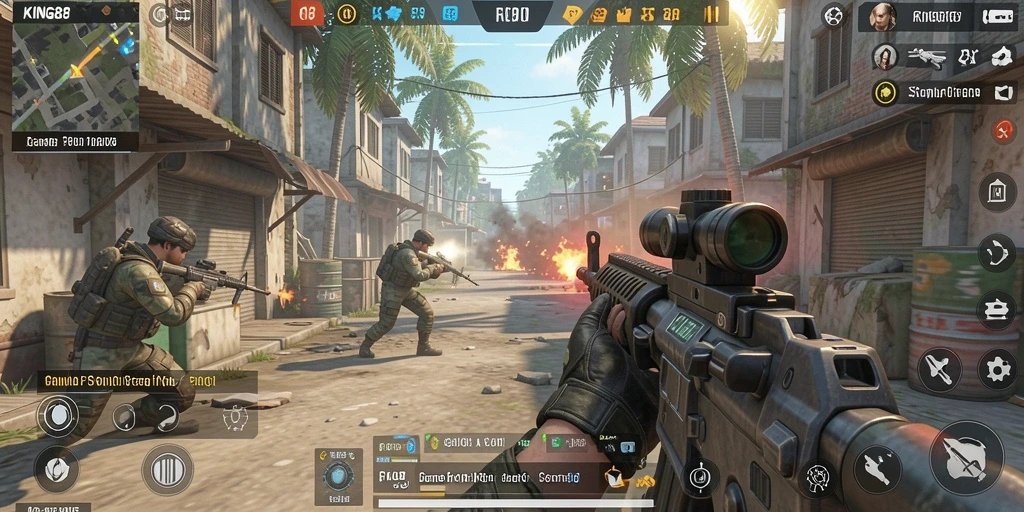 Tampilan gameplay KING88 yang intens dan seru saat bertempur.