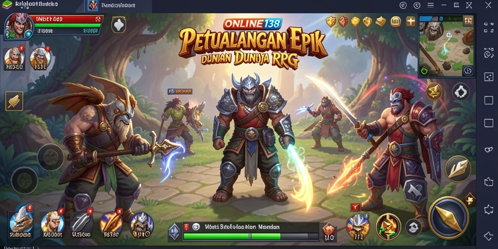 Tampilan gameplay RPG ONLINE138 yang menampilkan aksi karakter heroik.