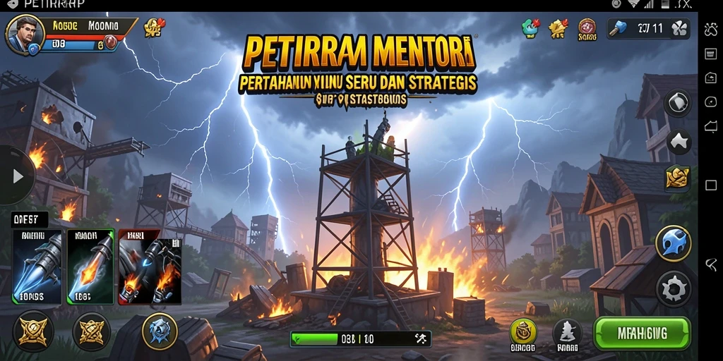 Tampilan gameplay menawan dari PETIRRP dalam misi Tower Defense.