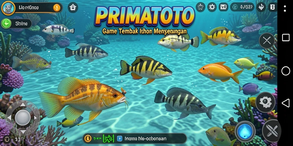 Tampilan gameplay seru PRIMATOTO saat menembak ikan.