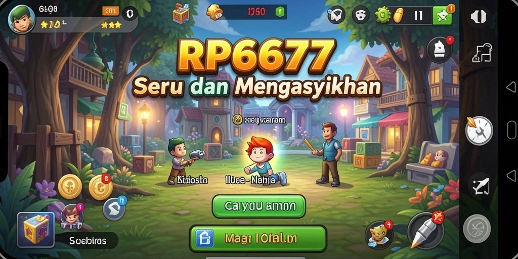 Screenshot gameplay RP6677 menampilkan karakter berkembang secara otomatis.