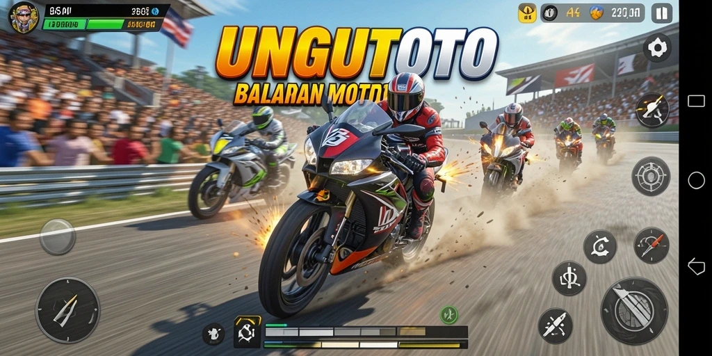 Tampilan gameplay UNGUTOTO menegangkan dan seru saat balapan